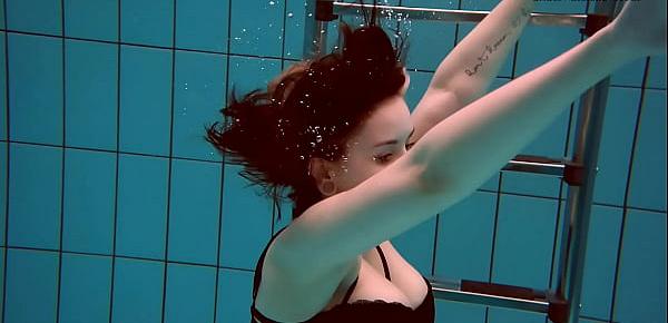  Big tits brunette babe Dashka swimming underwater